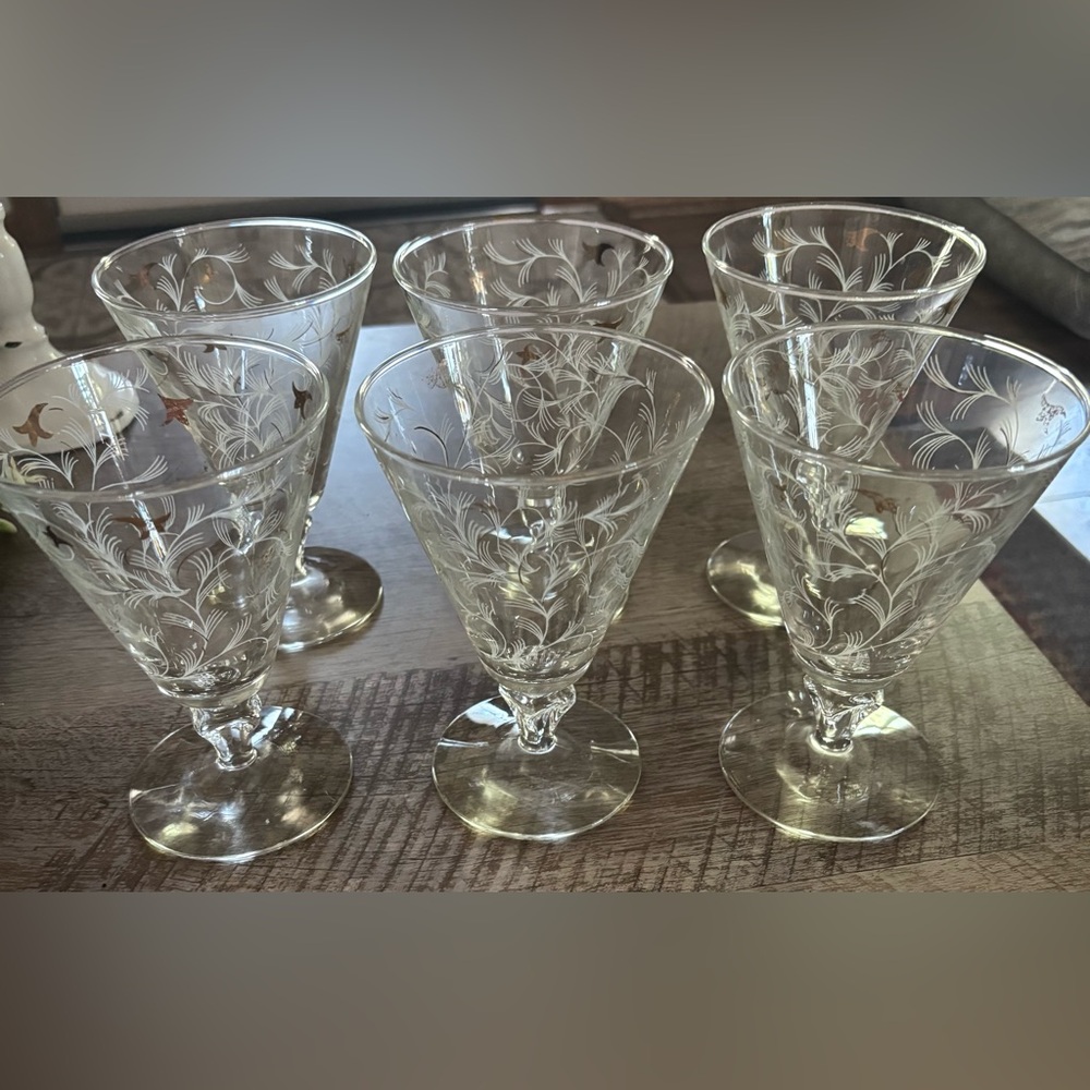 Elegant Etched Glass Goblets